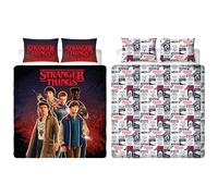 Housse de Couette Double Officielle Stranger Things Character World | Motif Flammes, Parure de lit réversible Facile d'entretien, Double Face, avec taies d'oreiller Assorties, imprimé Multicolore