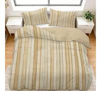 Housse de Couette Douce Lignes Verticales De La Texture Du Grain Du Bois Parure de Lit 3 Pièces avec Fermeture Éclair, Microfibre Respirante, Anti-Acariens - Linge de Lit Moderne, Beige, 90 x 190 cm