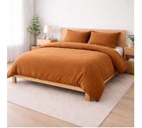Housse de couette - DOUCEUR D'INTÉRIEUR - Sienna Caramel - Double face gaze coton & coton 57 fils - 260x240 cm - 2 taies 63x63 cm