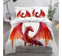 Housse De Couette Dragon Rouge X Imprim¿¿ D Animaux De Dessin Anim¿¿ Mignon Parure De Lit Personnes Hypoallergique Microfibre Literie Pi¿¿Ces Avec Ferm