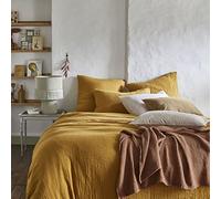 Housse de Couette en Double Gaze de Coton lavée, Tendresse, Camel, 260x240cm, Essix