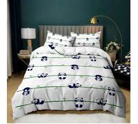 Housse de Couette Enfant 140x200cm avec 1 Taie d'oreiller - Imprimées 3D Parure de Lit Fille - Ensemble de literie - Panda Blanc
