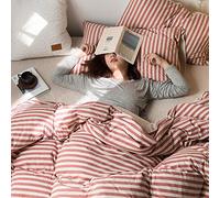 Housse De Couette, Ensemble de Quatre pièces en Coton Dianzhu, literie à Rayures, K, Drap-Housse 120 cm,Draps De Lit 2 Personnes Coton