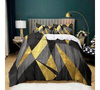 Housse de Couette Figures Géométriques Abstraites 180x200 cm Parure de Lit 3 Pièces en Microfibre Hypoallergénique Noir avec 2 Taies d'oreiller pour Garçons Enfants Filles 2 Personnes Chambre Décor