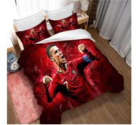 Housse de couette Football Cristiano Ronaldo 3D - Taille 140x200cm - Multicolore