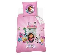 GABBY CHAT - Housse de couette Gabby et la Maison Magique 140x200 cm - 100% Coton - Rose