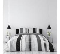 Housse de Couette Géométrique Gris + Taies 100% Coton 57 Fils 220x240 | Style moderne • Matière douce et respirante • Grand teint • Finition rabat à border