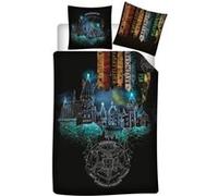 Housse de couette Harry Potter, L'école des Sorciers, Noir, Enfant, 140x200cm, 1 personne, 100% Microfibre de qualité Multicolors G