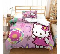 Housse De Couette Hello Kitty D Motif Imprim¿¿ Parure De Lit Housses De Couettes Pink En Microfibre Avec Fermeture ¿¿Clai Parure De Couette Avec Taies D