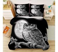 Housse de Couette imperméable, Gris Protège-Couette pour garçons Filles Enfants, Animal Hibou thème Parure de Lit, avec Fermeture Éclair Microfibre Housse de Couettes 140 x 200 cm
