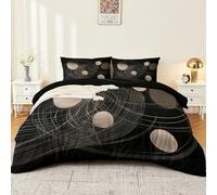 Housse de Couette imperméable, Noir Protège-Couette pour garçons Filles Enfants, Abstrait Cercles Courbes ondulées thème Parure de Lit, Microfibre Housse de Couettes 220 x 240 cm