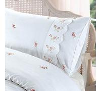 Rapport Home Sophie Parure de lit brodée en Polyester et Coton avec Bordure en Dentelle Florale Blanc King Size 230 x 220 x 1 cm