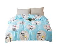Housse de Couette Lapin Animal, Ensemble de Literie Enfant Bébé Bambin 100% Coton (Lapin-Bleu, 135x200cm)