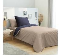 Housse de couette - Lin-Marine - 90x190 cm - 100% coton - 57 fils/cm² - 4 pièces
