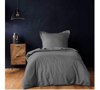 Douceur d'Intérieur Housse de couette Lina 100% coton 140 x 200 cm Anthracite