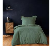 Housse de couette 140x200 cm LINA - Coton 57 fils Cèdre uni - Boutons pression