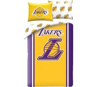 Housse de Couette Los Angeles LA Lakers Parure de Lit Réversible en Microfibre Certifiée Oeko-Tex - Jaune et Violet - 140x200 cm avec Taie d'oreiller