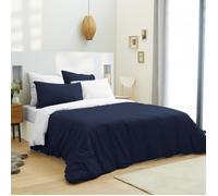 Housse de couette - Marine-Blanc - 240x220 cm - 100% coton - 57 fils/cm² - 6 pièces