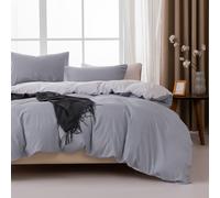 Housse de couette MENDALE - Ensemble de literie de qualité supérieure - Housse de couette 200*200 cm avec taie d'oreiller 65*65 cm - Microfibre douce brossée - Gris foncé et gris clair