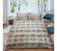 Housse de Couette Microfibre, 3D Printed Motif Musique, Fermeture Cachée
