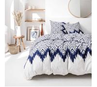 Housse de Couette - Milos - Cyclades - 220x240 cm - 100% Coton - Blanc/Bleu - Edition Limitée
