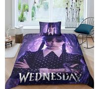 Housse De Couette Mod¿¿Le De Wednesday Addams - Parure De Lit En Microfibre Avec Fermeture ¿¿Clair,Mercredi Addams Housse Couette Avec Taie D'oreiller S