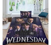 Housse De Couette Mod¿¿Le De Wednesday Addams - Parure De Lit En Microfibre Avec Fermeture ¿¿Clair,Mercredi Addams Housse Couette Avec Taie D'oreiller S