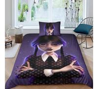 Housse De Couette Mod¿¿Le De Wednesday Addams - Parure De Lit En Microfibre Avec Fermeture ¿¿Clair,Mercredi Addams Housse Couette Avec Taie D'oreiller S