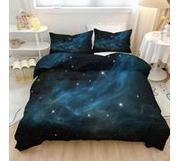 Housse de Couette Moderne Abstrait 140 x 200 cm, 1 taie d'oreiller | Noir Tendance Cool Dégradé Nébuleuse Ciel Étoilé Soft Breathable Housse de Couette pour Adulte Enfants