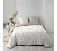 Housse de couette MODUL 240 x 220 cm réversible 100% coton 57 fils - beige + 2 taies 63 x 63 cm