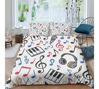 Housse de Couette Musique 3D Printed, Microfibre Couvre-lit Fermeture