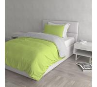 Housse de Couette Natural Colour, Vert Acide/Gris Clair, 1 Place et demie