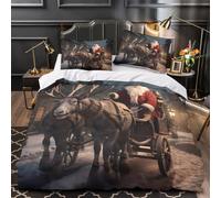 Housse de couette Noël renne Santa ado cadeau | Super king（260x220cm）microfibre toucher doux fermeture éclair déco festive chambre hiver étudiant