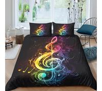 Housse de Couette Note de Musique 3D Imprimée, Microfibre, Fermeture Éclair