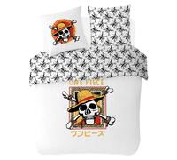 Housse De Couette One Piece Logo Luffy Coton Blanc 220X240 63X63