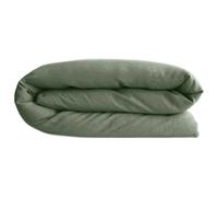Housse de couette PALACE pur coton lavé 140x200 cm uni vert mousse