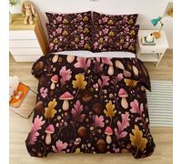 Housse de Couette Parure de lit Articles d'automne Style Mori-Kei Rétro Ensemble 3 pièces Duvet Cover Set 140 x 200 cm Literie Confortable Doux & Respirant Fermeture Éclair Brun