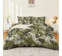 Housse de Couette Parure de lit Camouflage Minimaliste Tendance Ensemble 3 pièces Duvet Cover Set 200 x 200 cm Literie Confortable Doux & Respirant Fermeture Éclair Vert