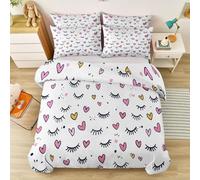 Housse de Couette Parure de lit Motifs Mignons de Dessins animés pour Filles Ensemble 3 pièces Duvet Cover Set 220 x 240 cm Literie Confortable Doux & Respirant Fermeture Éclair Rose
