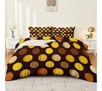 Housse de Couette Parure de lit Pois rétro Minimaliste Ensemble 3 pièces Duvet Cover Set 200 x 200 cm Literie Confortable Doux & Respirant Fermeture Éclair Brun