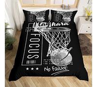 Housse de Couette Passionnée de Basket-Ball 220x240 Ensemble de Literie Hoop Marque un But pour Garçons Enfants Adolescents,Parure de Lit Avec Motivé Pas D'Échec Citation Microfibre Douce 3 pièces
