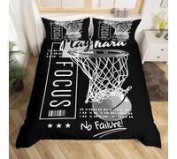Housse de Couette Passionnée de Basket-Ball 240 x 260 Ensemble de Literie Hoop Marque Un But pour Garçons Enfants Ados,Parure de Lit avec Motivé Pas D'Échec Citation Microfibre Douce 3 pièces