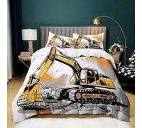 Housse de Couette Pelle Mécanique 90x190 cm Parure de Lit 3 Pièces en Microfibre Hypoallergénique Style Bande Dessinée avec 2 Taies d'oreiller pour Garçons Enfants Filles 1 Personnes Chambre Décor