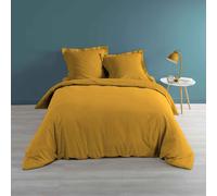 Douceur d'Intérieur - Housse de Couette Percaline Percale de coton 260 x 240 cm Ocre