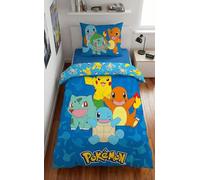 Housse de Couette Pokémon Enfant 135x200 + Taie Microfibre | Parure de lit 1 personne réversible | Microfibre Oeko-Tex | Séchage rapide | Pikachu Salamèche | Licence officielle