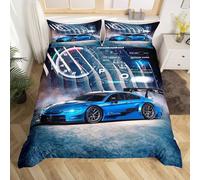 Housse de Couette pour Voiture de Course pour Enfants 3 Pièces,Parure De Lit thème du Sport extrême,Ensemble de literie décoratif pour la Maison Moderne avec 2 Taies D'Oreiller,Taille 200x200