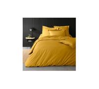 Housse de couette - PROMO LINGE - LIA - Percale de Coton 78fils - 260x240cm - Curry / Jaune