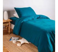 Housse De Couette Pur Coton Bio Pour Lit 1 Personne Bleu Nuit 140X200