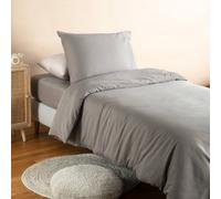 Housse De Couette Pur Coton Bio Pour Lit 1 Personne Gris Tourterelle 140X150
