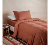 Housse De Couette Pur Coton Bio Pour Lit 1 Personne Terracotta 140X150